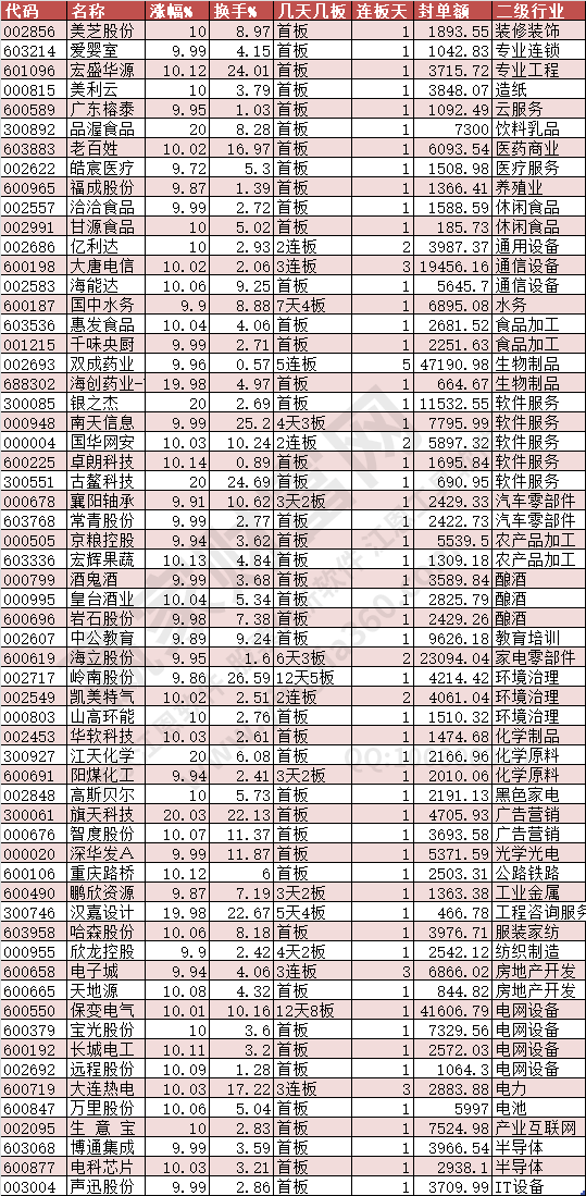 2024年9月19日漲停數(shù)據(jù)